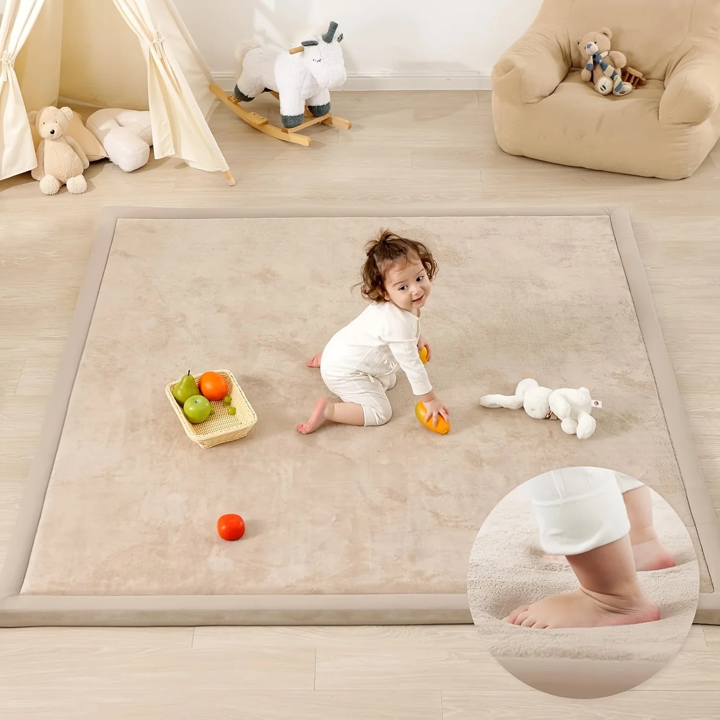 Carpet For Floor 3cm Thick Memory Foam Playpen Mat With Non-slip Bottom For Living Room Soft Velvet Minimalist Carpet Kids Rugs