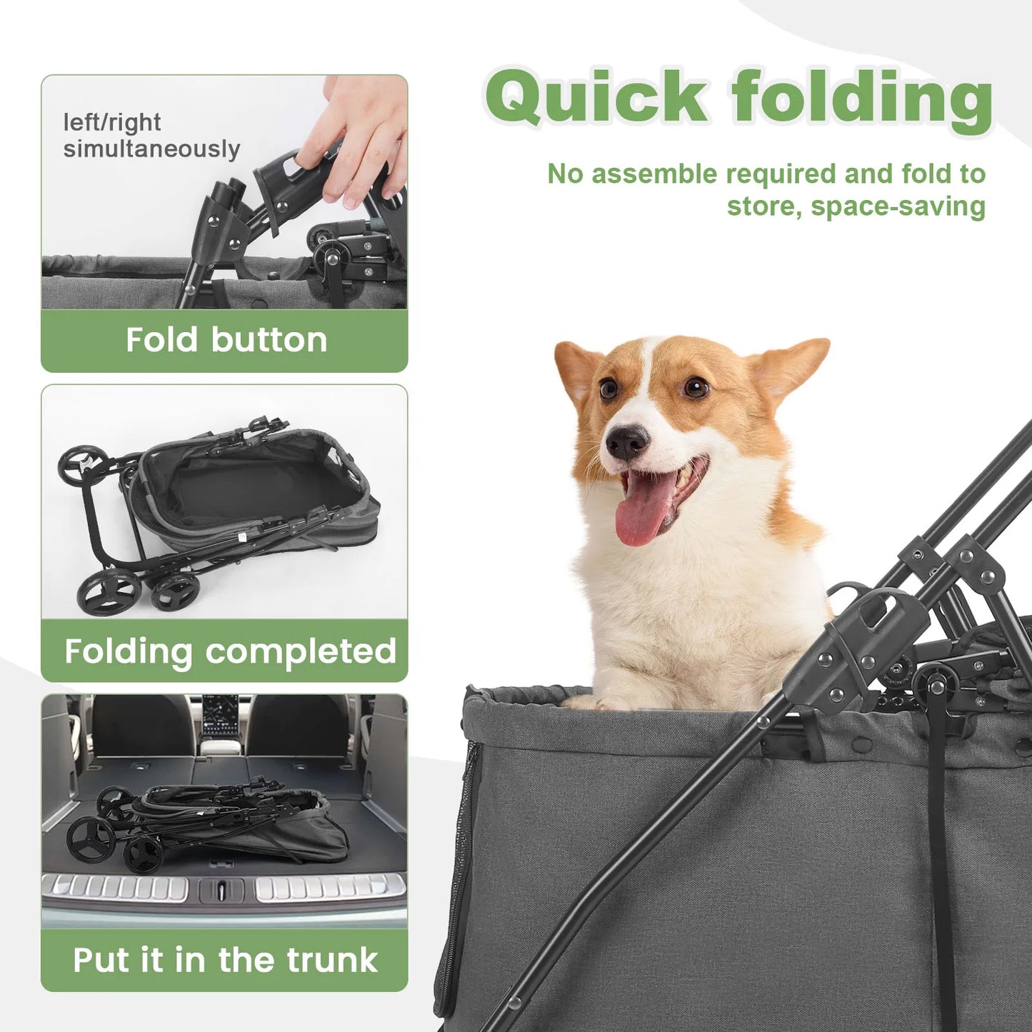 Wedyvko Luxury Pet Stroller Four Wheel Dog Carrier