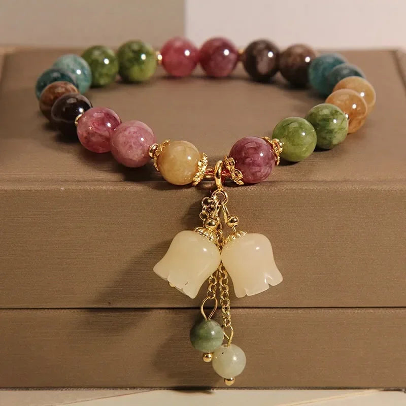 Natural Jade Agate Bracelet Exquisite Flower Design Young Girls Fashion Jewelry Real Gemstone Best Holiday Gift