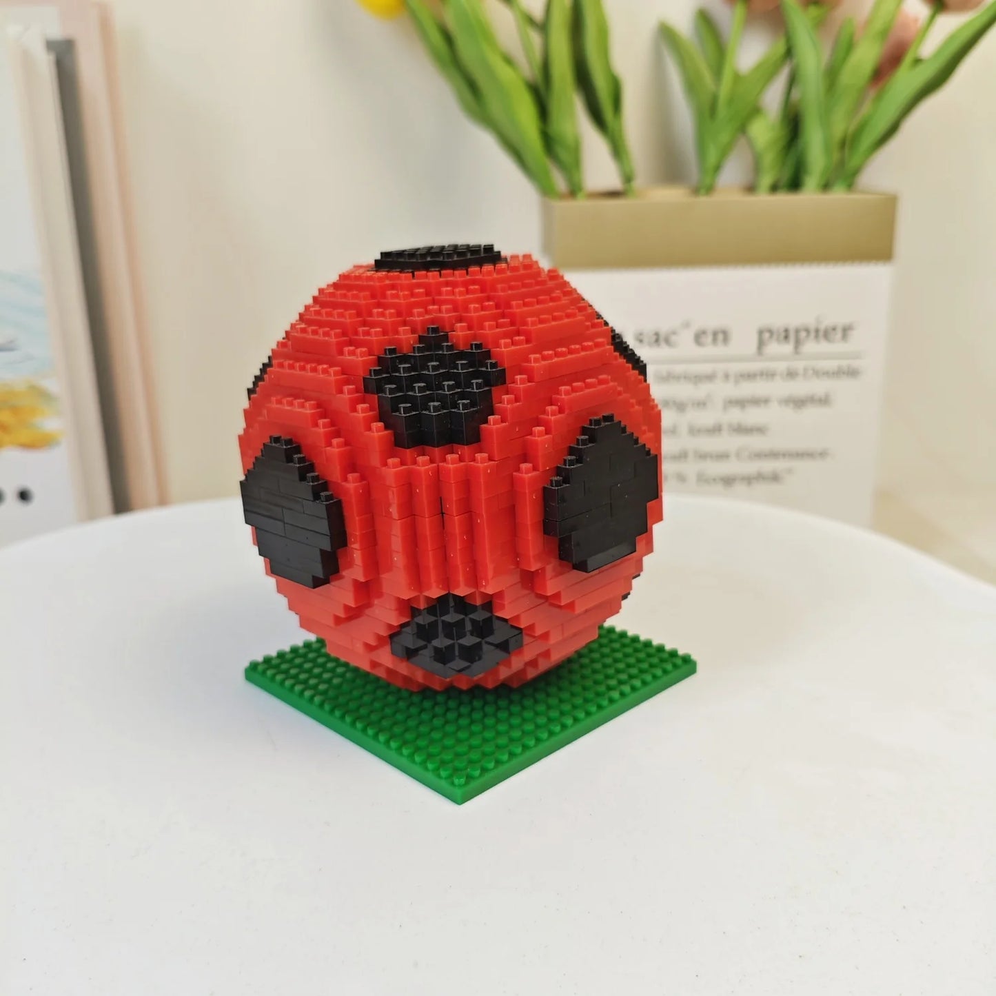 Red Soccer Ball Building Blocks Kit – 900+ Micro Mini Bricks for Desk Decor, Collector Display, The Toys for Sports Enthusiasts