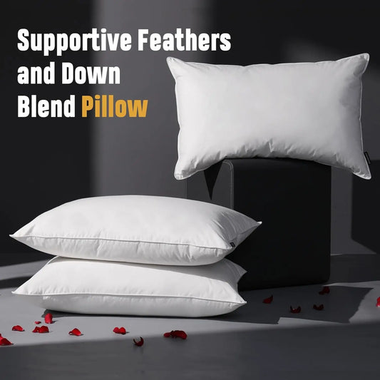 2pcs/set Luxury Down Feather Pillows, 100% Cotton Shell Hotel Collection Bed Pillow for Sleep, Fluff Soft Down Feather Pillows