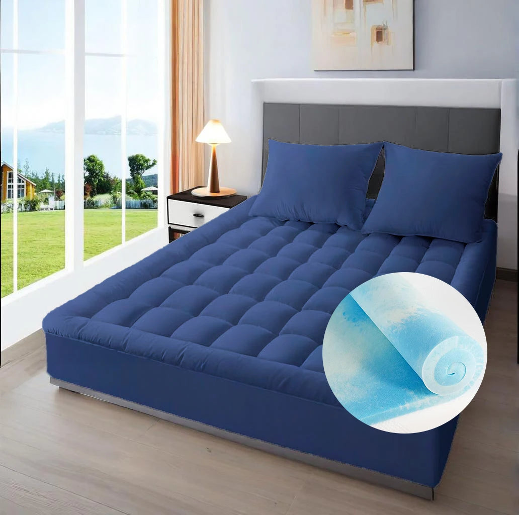 Memory Sponge Mattress Pad - Extra Large, Super Comfortable, Breathable & Soft, Ultra Fine Fiber, Noise Free, 8-21 Inch Deep Poc