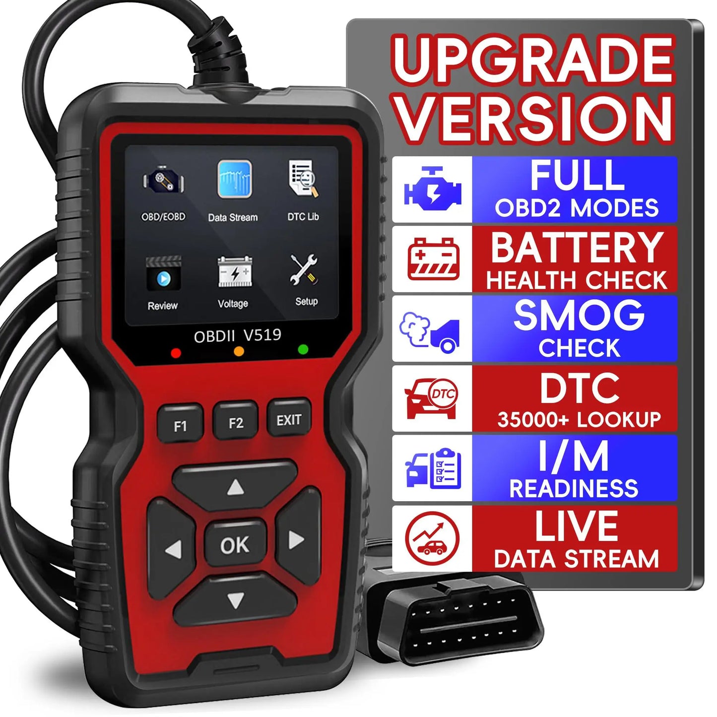 OBD2 Scanner Live Data Professional Mechanic OBDII Diagnostic Code Reader Tool for Check Engine Light V519