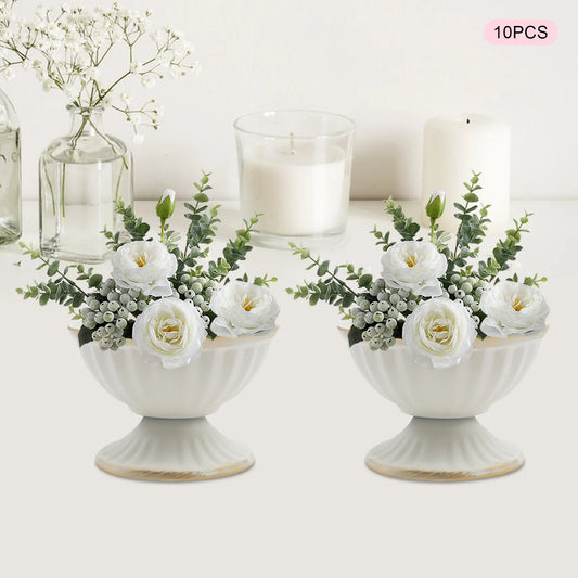 10 PCS Metal Vase White/Bright Golden Iron Vase Flower Pot Flower Arrangement Container Home Vessel Ornament Wedding Flower Vase