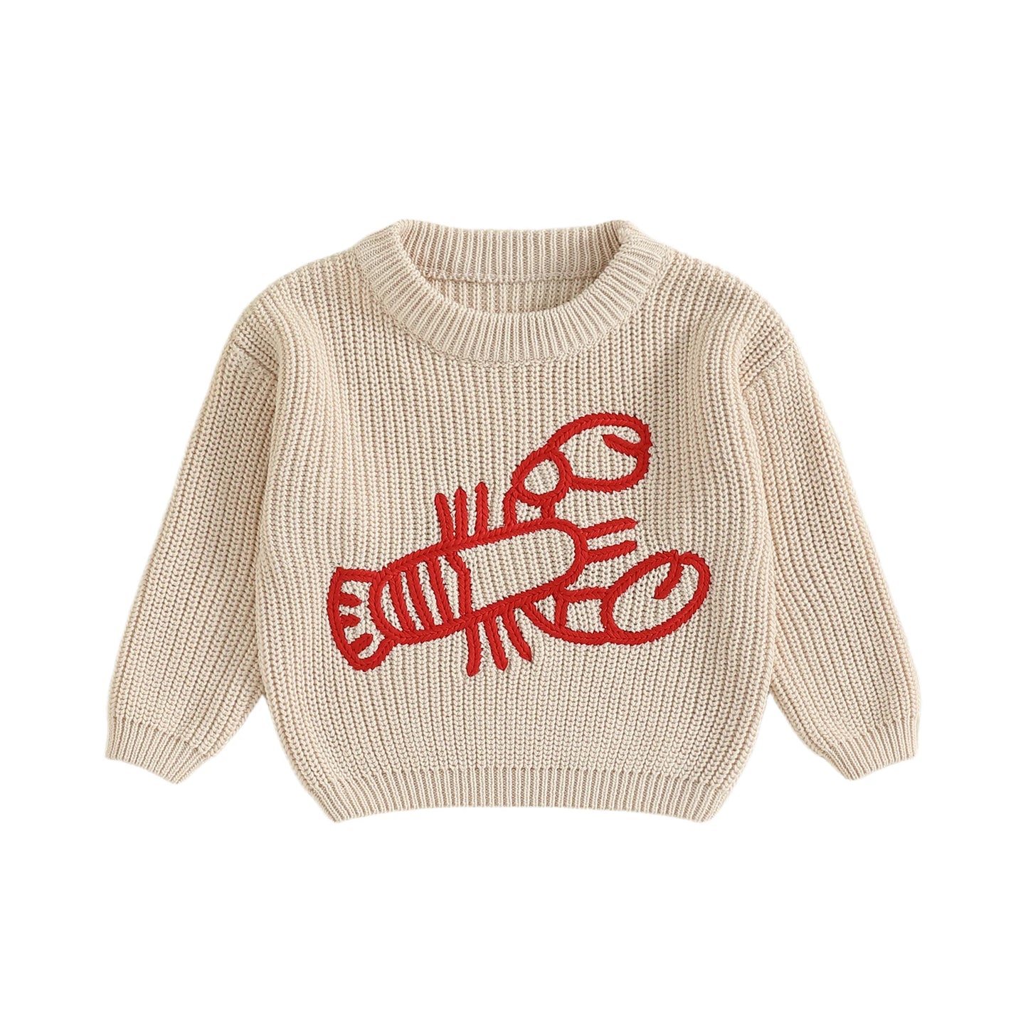 Children s Pullover Cozy Knit Sweater with Cute Crab Design Soft Winter Jumper for Toddlers Girls Boys Warm Clothes