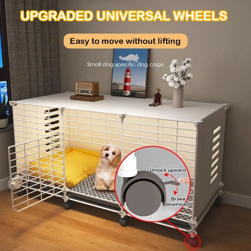 Shunmaii Indoor Dog House With Wheels And Tray Wired Crate