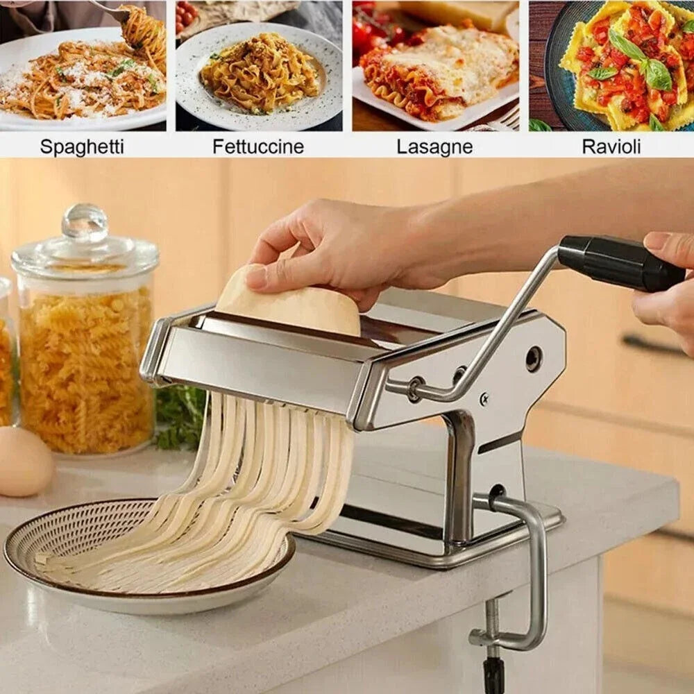 Stainless Steel Adjustable Pasta Maker Machine Noodle Dumpling Press Machine Two Cutter Kitchenware Multifunctional Appliance