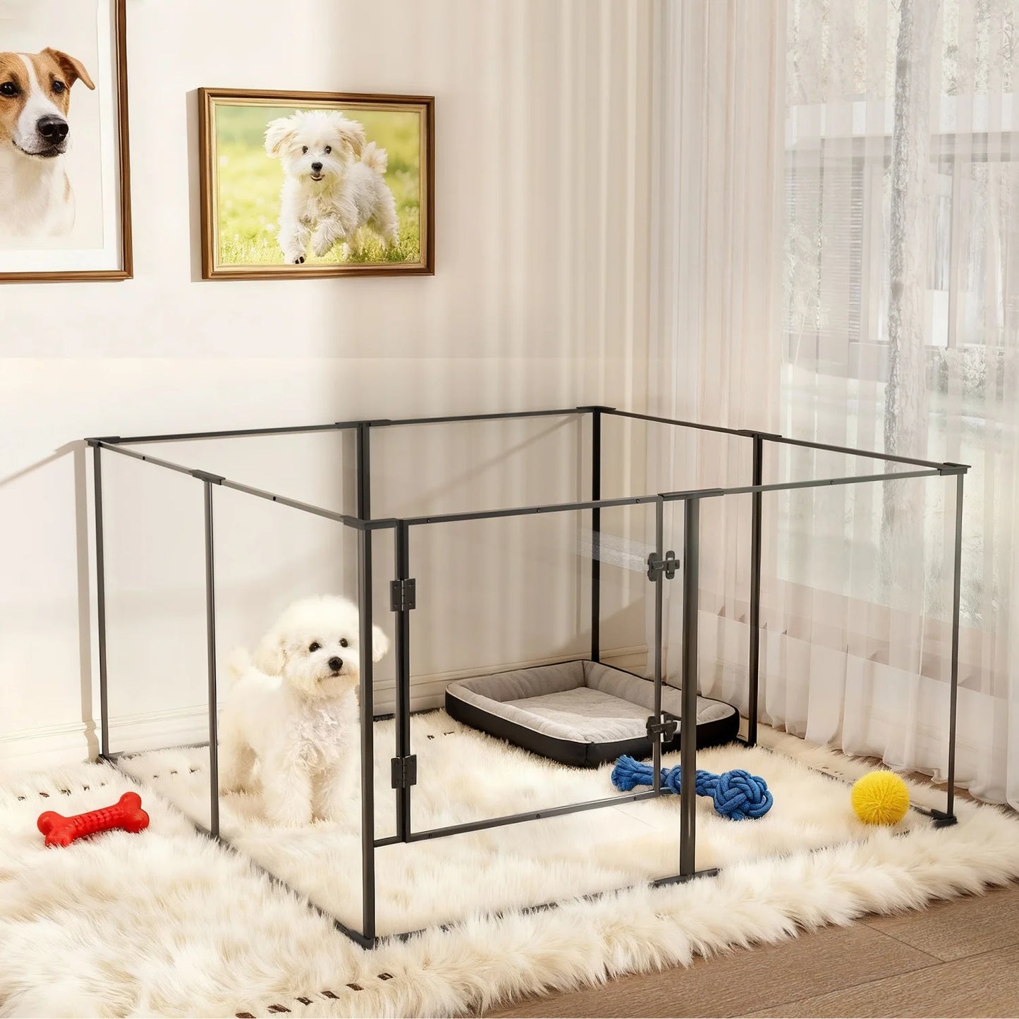 BINGOPAW Clear Acrylic Dog Playpen For Guinea Pigs Exercise Fence
