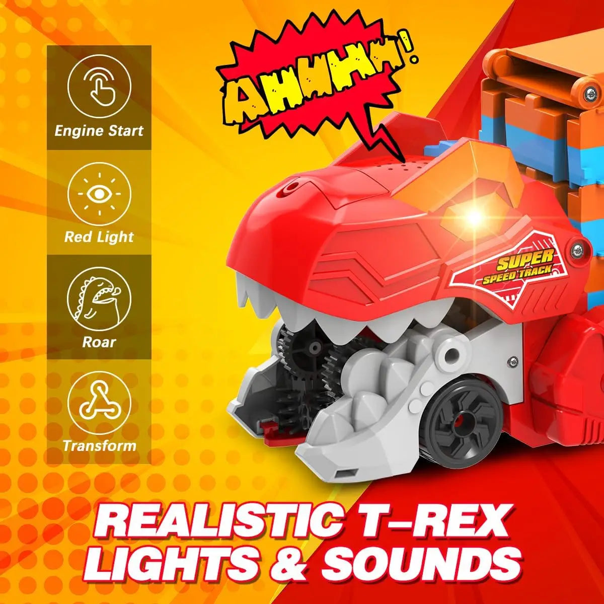 VATOS Dinosaur Transport Truck 3 In 1 Carrier And Cars