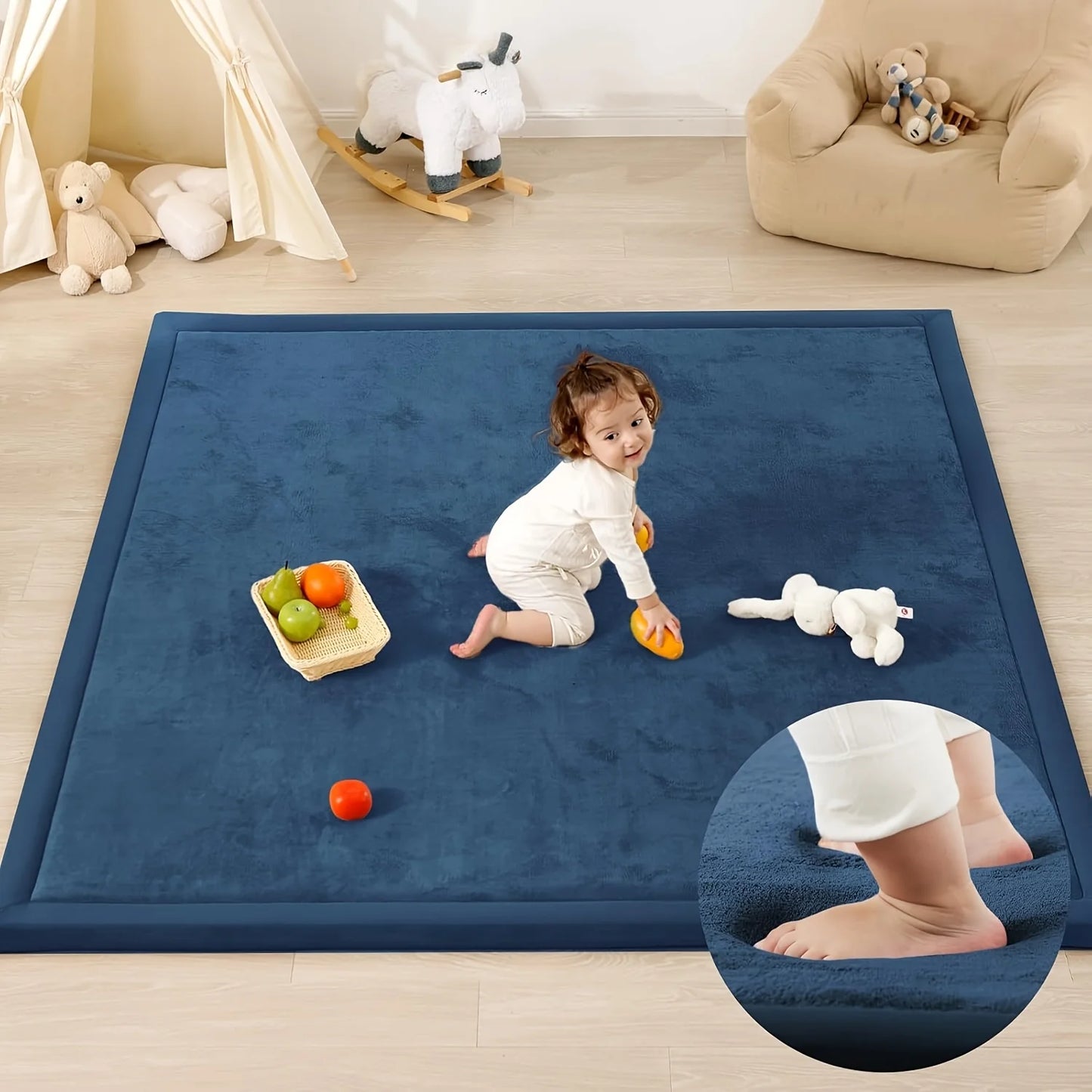 Carpet For Floor 3cm Thick Memory Foam Playpen Mat With Non-slip Bottom For Living Room Soft Velvet Minimalist Carpet Kids Rugs