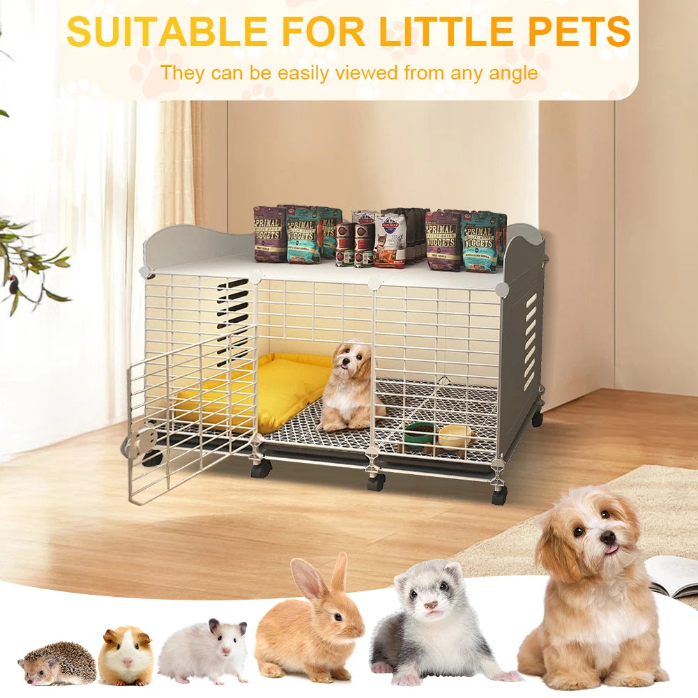 Shunmaii Indoor Dog House With Wheels And Tray Wired Crate