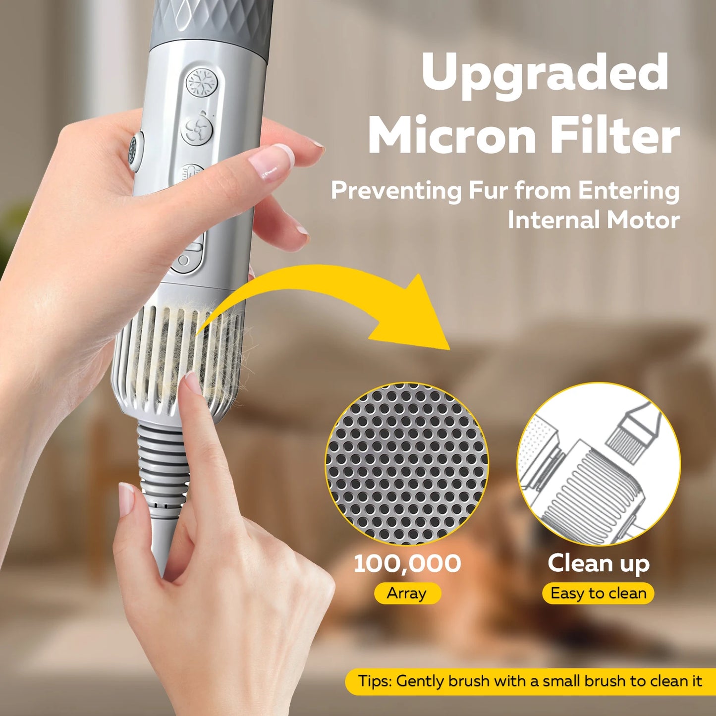 Portable Pet Hair Dryer High Velocity Grooming Blower 3 Speeds