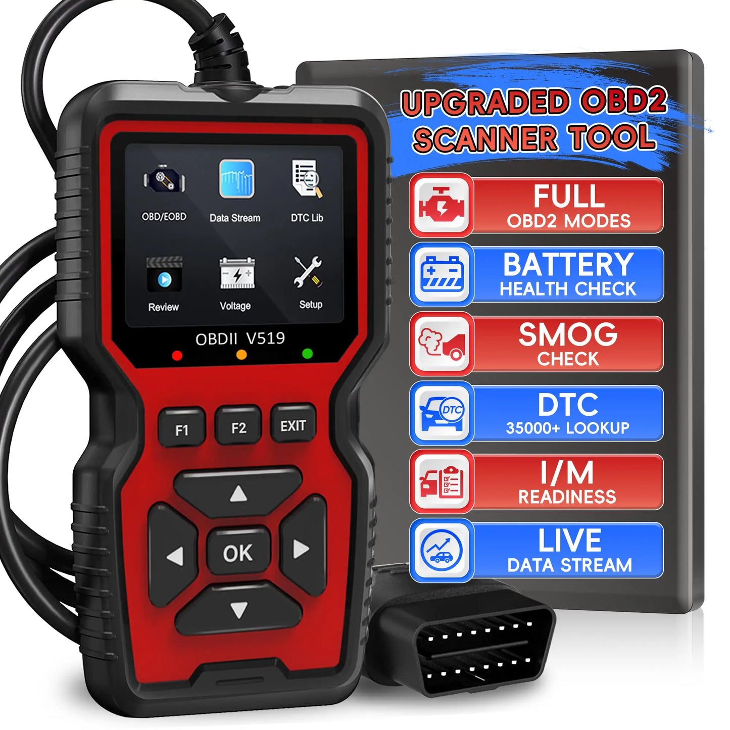 OBD2 Scanner Live Data Professional Mechanic OBDII Diagnostic Code Reader Tool for Check Engine Light V519