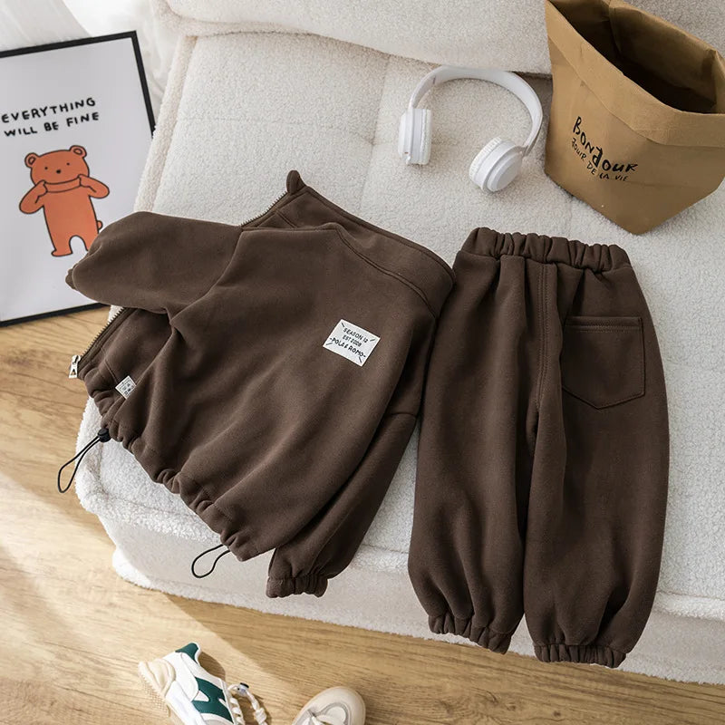 IYEALCN Winter Fleece 2-Piece Kids Set Coat And Pants Unisex