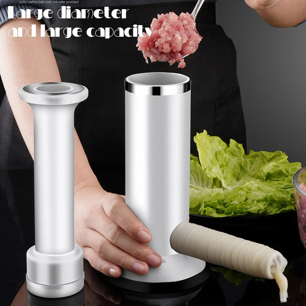 2-in-1 Enema Meatball Maker Manual Sausage Stuffing Machine Sausage Stuffer Stainless Steel Food Processor Homemade Sausage Tool