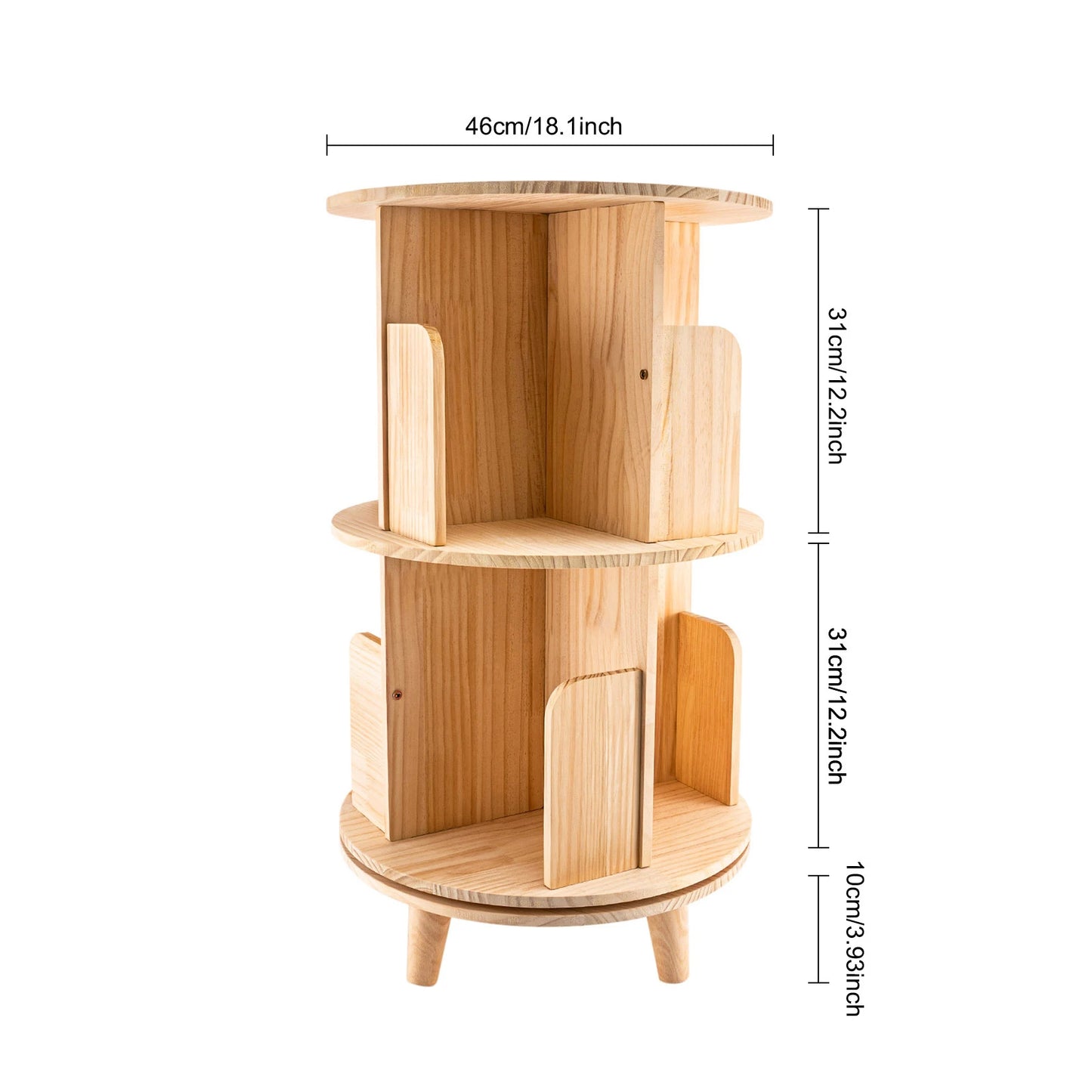 Multifunctional Storage Rack Rotating Bookshelf Miscellaneous Rack Living Room Organizer Floor-standing Solid Wood Bookcase