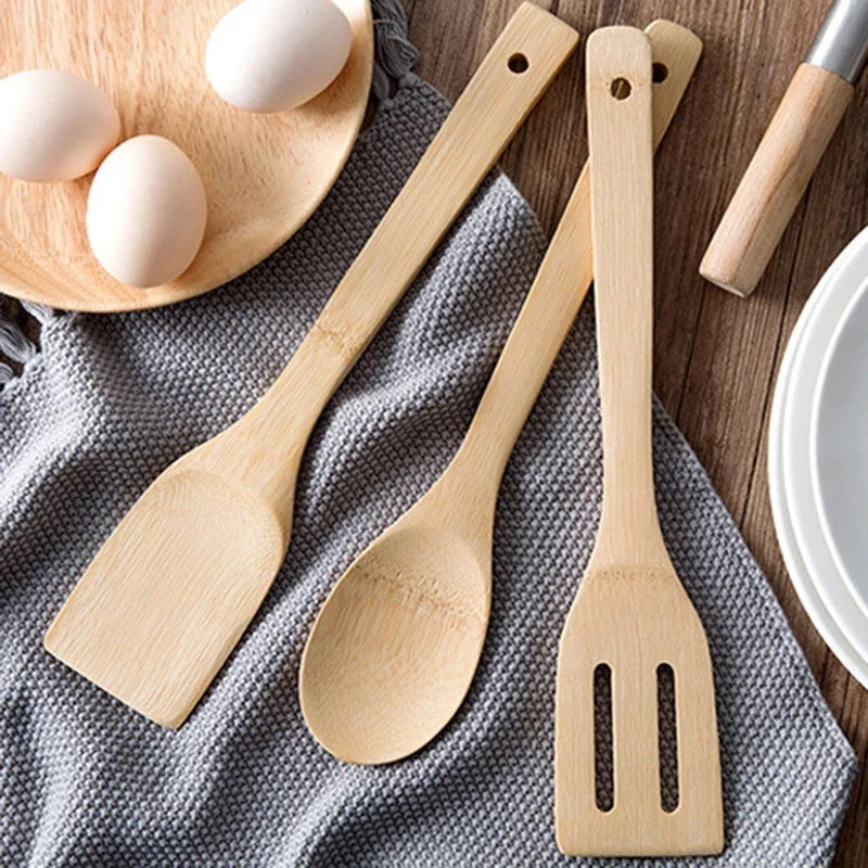 Household Non-Stick Pan Spatula Natural Bamboo Kitchen Spatula Spoon Cooking Utensils Dinner Food Wok Shovel Kitchen Accessories