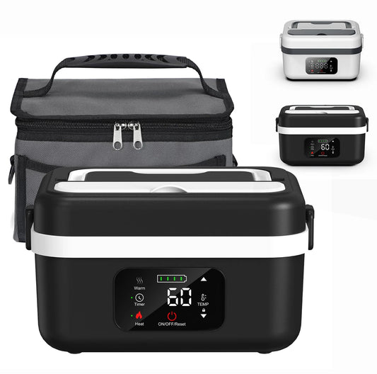 Wireless Electric Insulated Lunch Box - Built-in 8000mAh Battery, 60W Heating Lunch Box 1L Stainless Steel Lunch Box Food Warmer