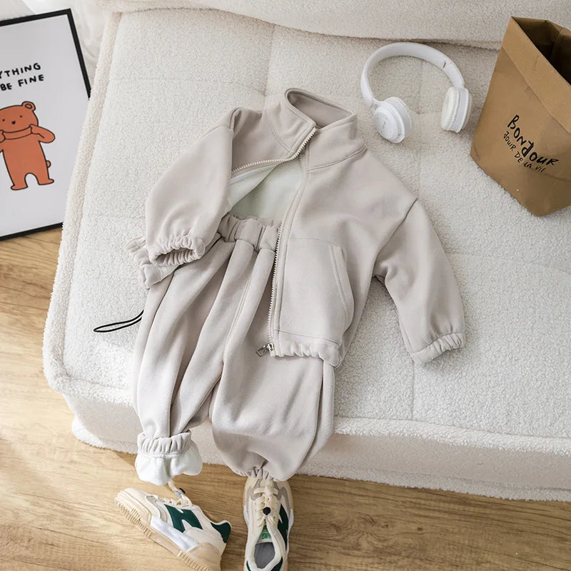 IYEALCN Winter Fleece 2-Piece Kids Set Coat And Pants Unisex