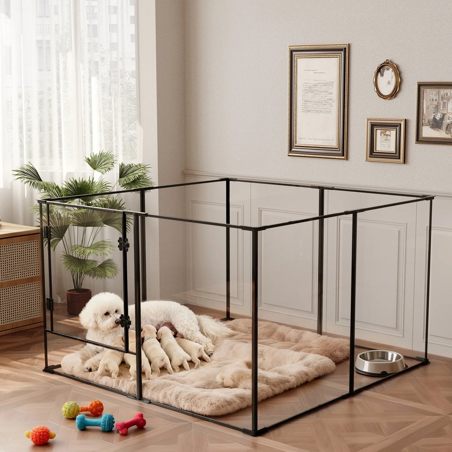 BINGOPAW Clear Acrylic Dog Playpen For Guinea Pigs Exercise Fence