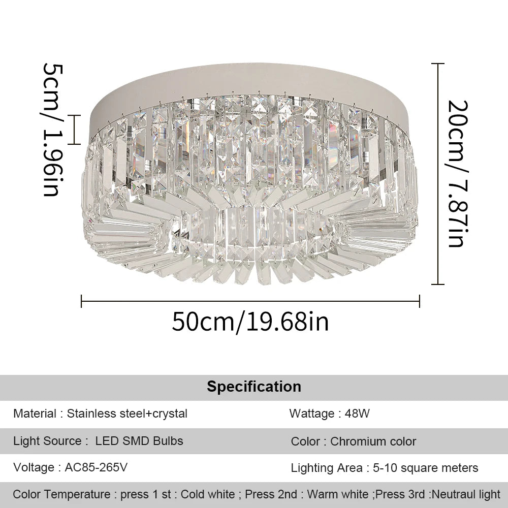 VETRULUS Crystal Ceiling Lamp Modern Chandelier for Living Room