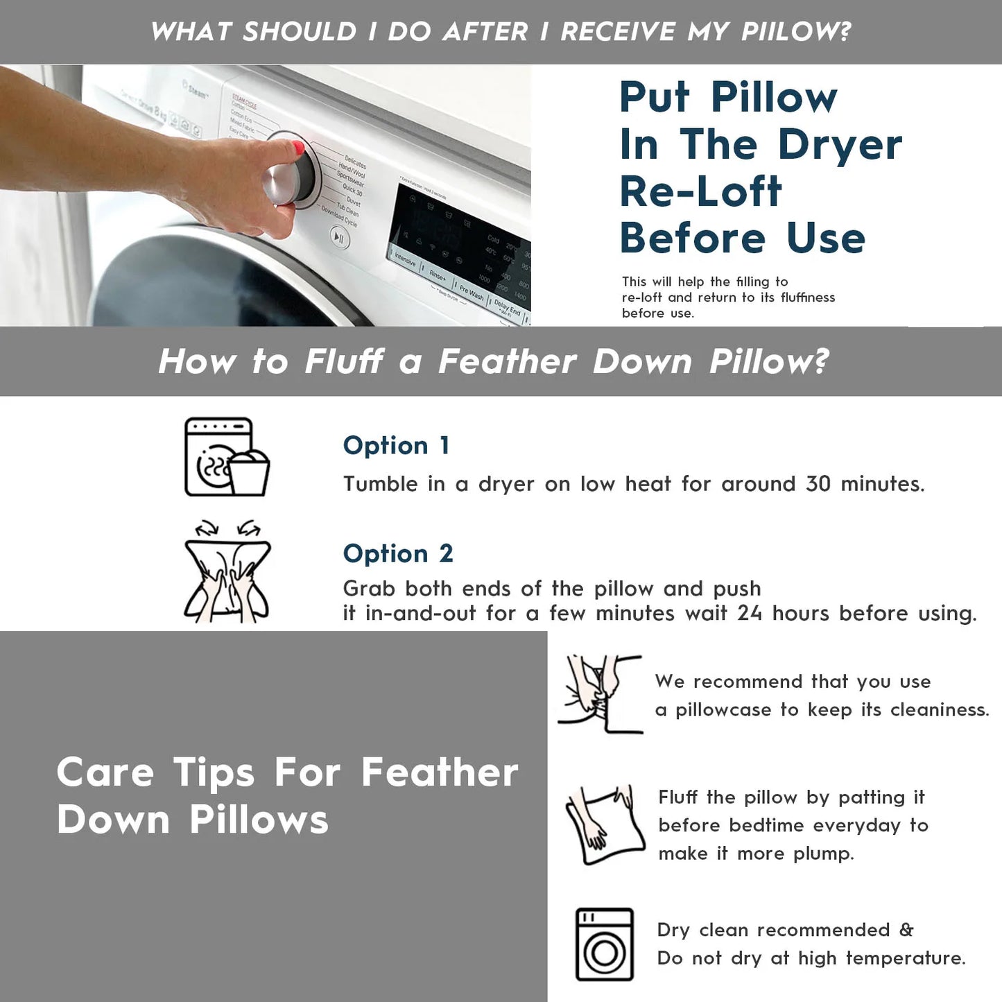 2pcs/set Luxury Down Feather Pillows, 100% Cotton Shell Hotel Collection Bed Pillow for Sleep, Fluff Soft Down Feather Pillows