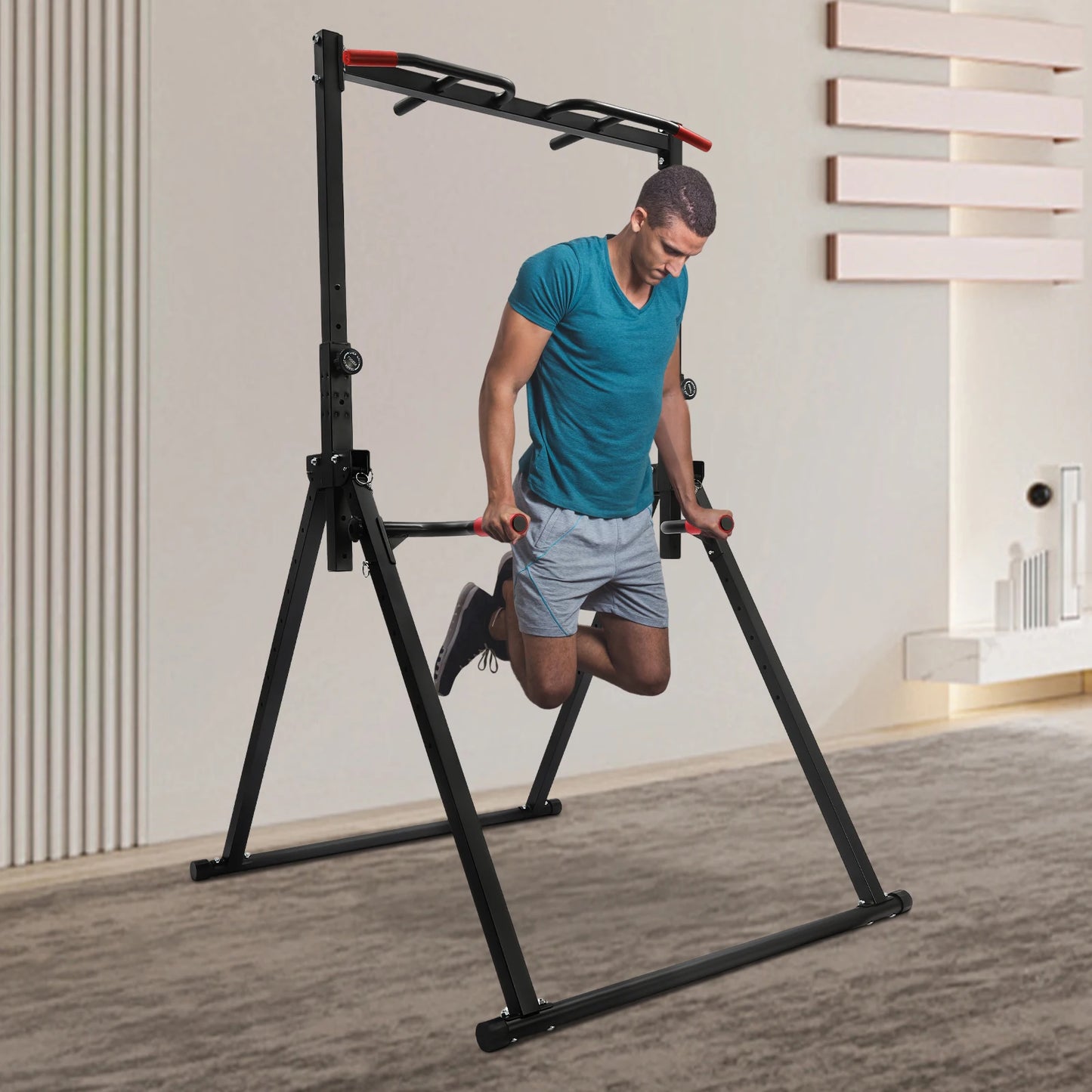 Adjustable Height Home Pull Up Bar Triangular Pull Up Station for Home Gym Strength Training Equipment 200kg Load-bearing