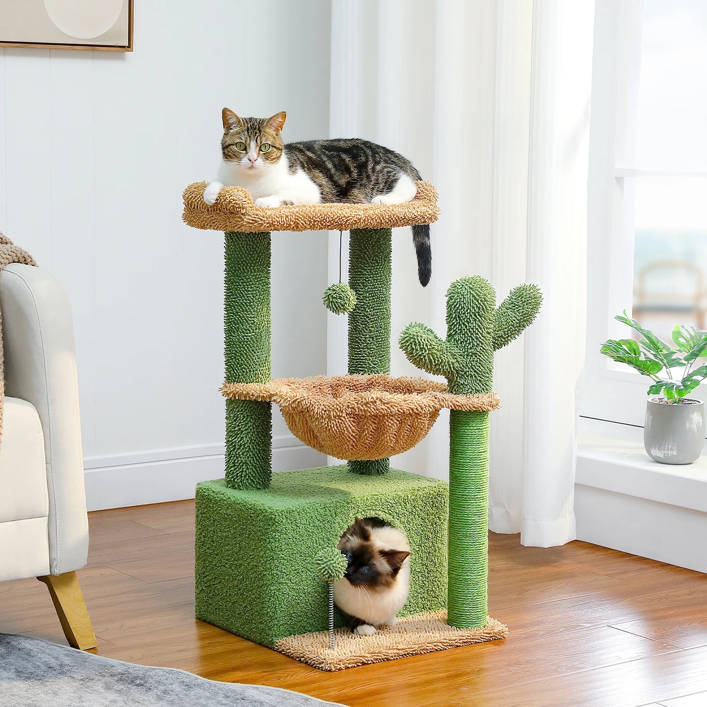PEQULTICN 4-In-1 Cactus Cat Tree for Indoor Cats