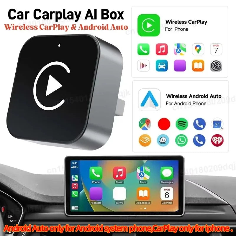 2 IN 1 Wireless Carplay Android Auto Adapter Wired to Wireless carplay Adapter for iPhone Wireless Control Plug & Play Carplay