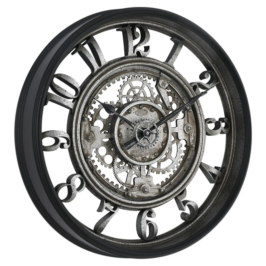 20-Inch Rustic Metal Arabic Wall Clock, Moving Gear Analog Design for Living Room & Office Decor.