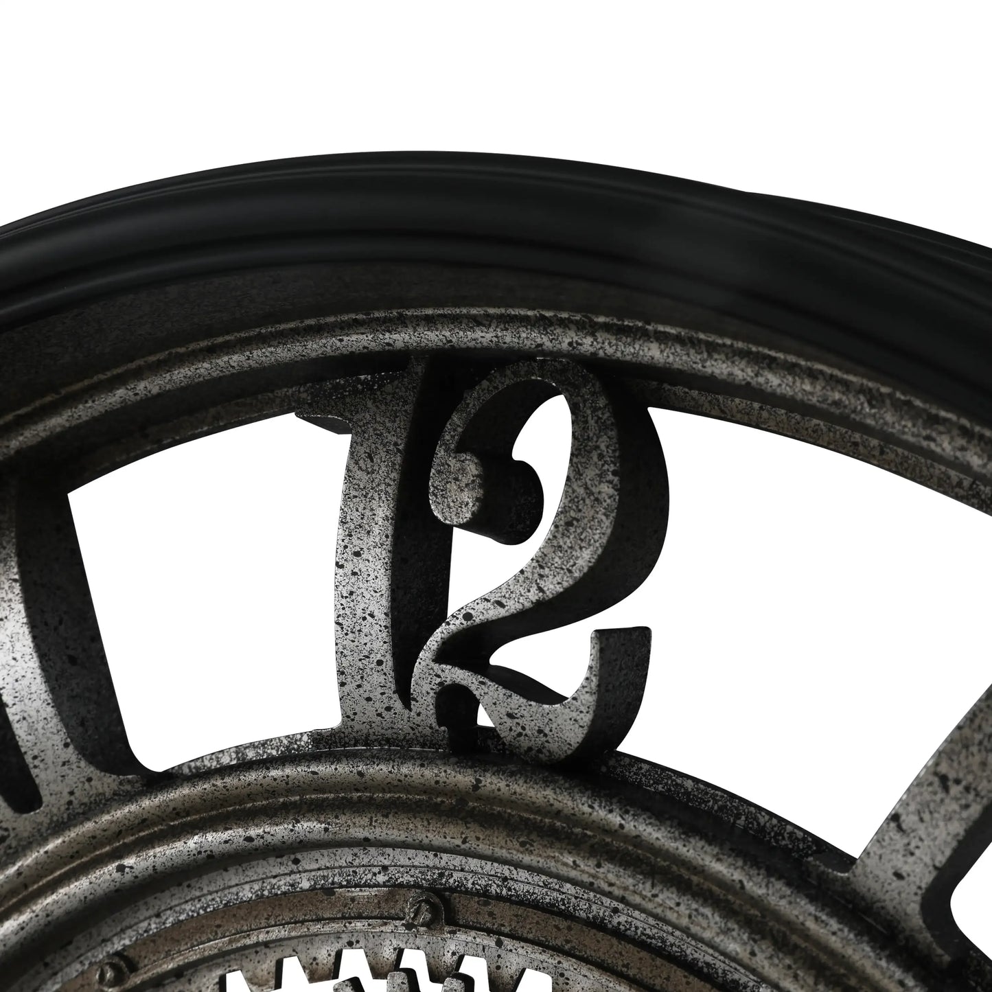 20-Inch Rustic Metal Arabic Wall Clock, Moving Gear Analog Design for Living Room & Office Decor.