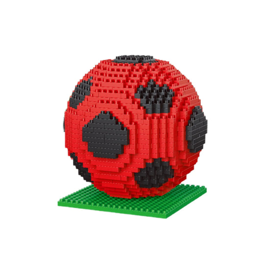 Red Soccer Ball Building Blocks Kit – 900+ Micro Mini Bricks for Desk Decor, Collector Display, The Toys for Sports Enthusiasts