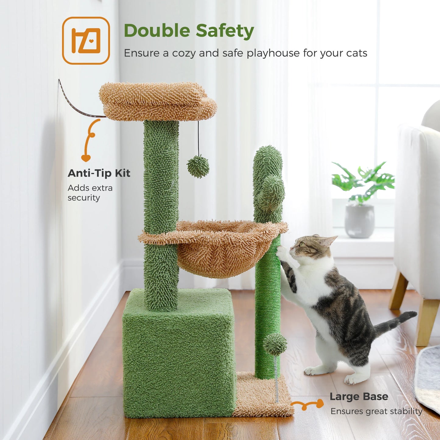 PEQULTICN 4-In-1 Cactus Cat Tree for Indoor Cats