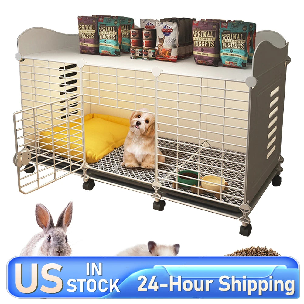 Shunmaii Indoor Dog House With Wheels And Tray Wired Crate