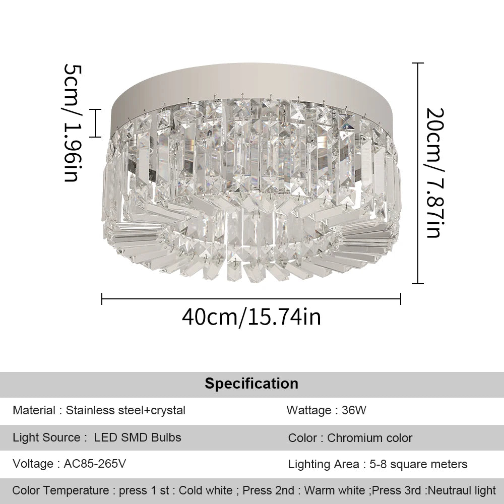 VETRULUS Crystal Ceiling Lamp Modern Chandelier for Living Room
