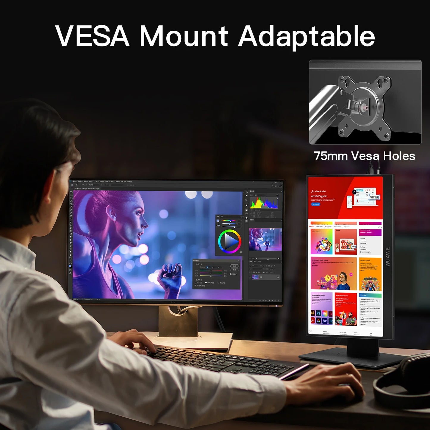 WUAWEB Portable Monitor for Laptop 1080P HDR USB C HDMI