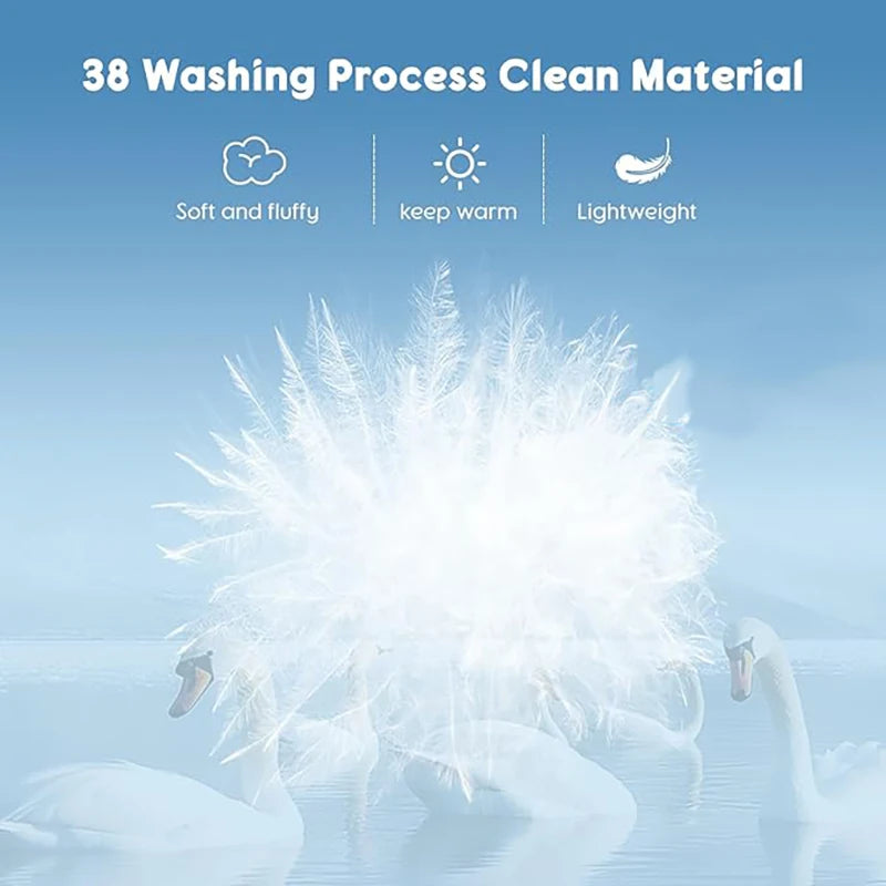 Luxurious 15% White Goose Down- 2pcs Hypoallergenic, Breathable, Supportive With Soft Cover For Ultimate Comfort, All-Season