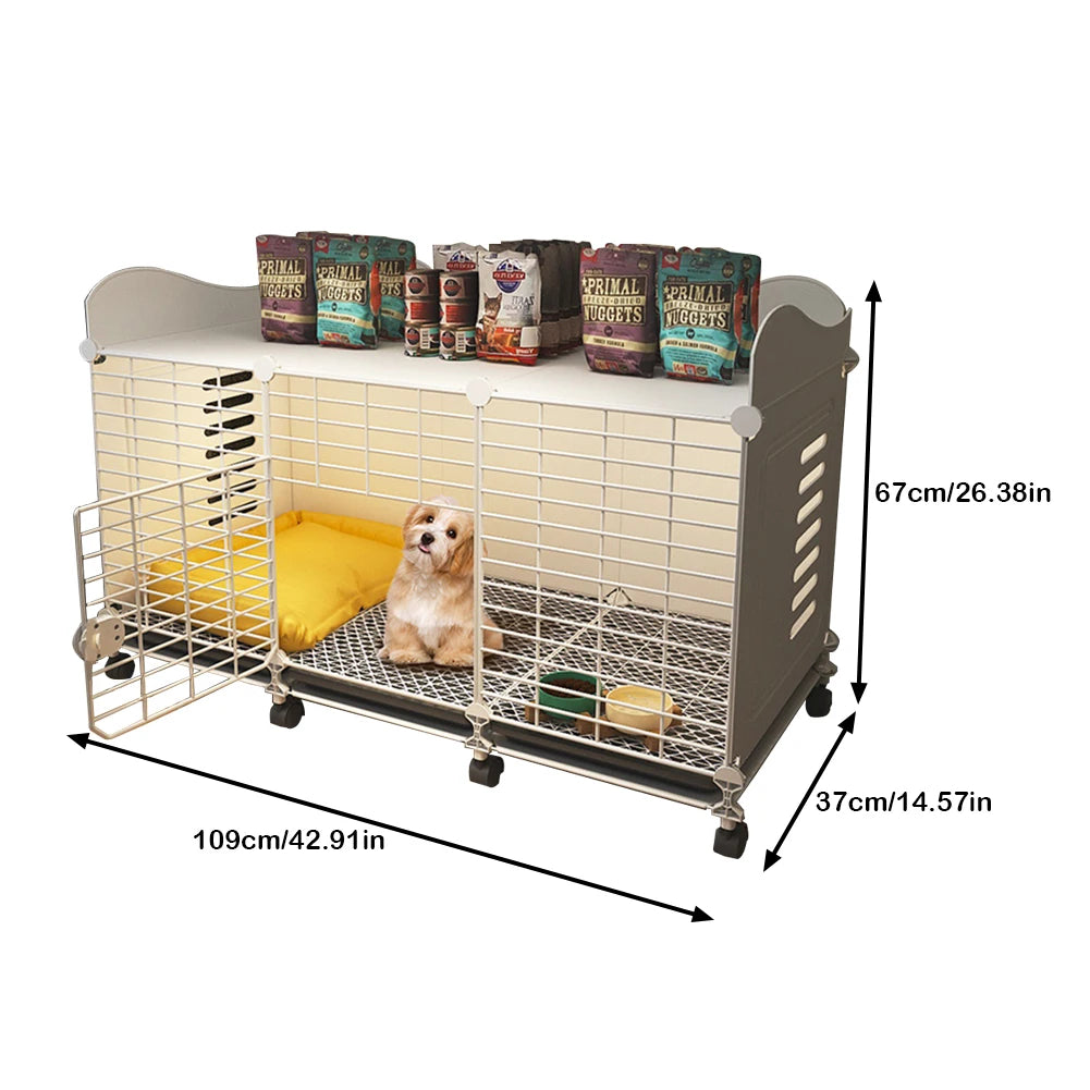Shunmaii Indoor Dog House With Wheels And Tray Wired Crate