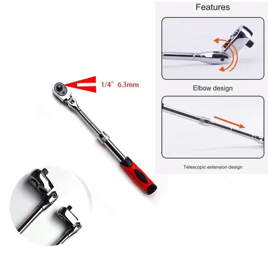 1/4 1/2 3/8 72-Tooth Carbon Steel Retractable Ratchet Wrench Automatic Quick Release Spanner Multifunctional Hand Tool