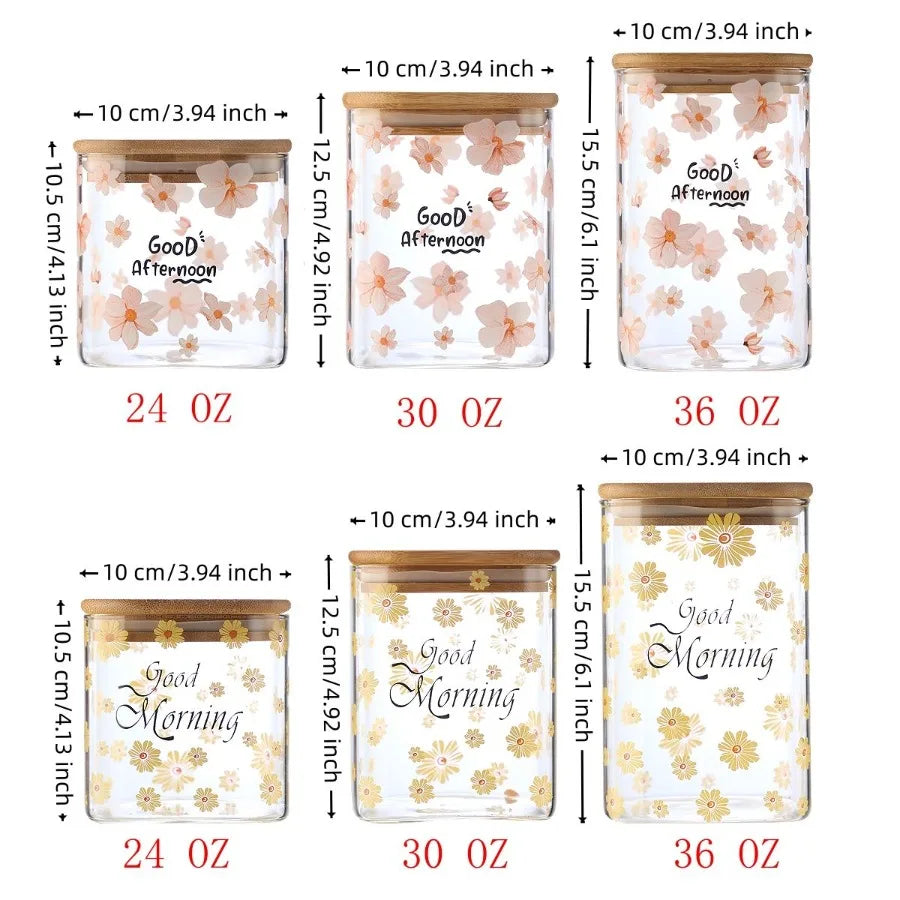 3 Pcs Glass Storage Cans Coffee Cans Candy Cans Snack Cans Miscellaneous Grain Cans Tea Cans Storage Cans Storage Cans with Bam