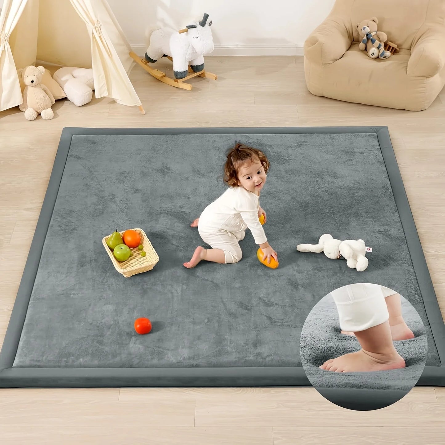 Carpet For Floor 3cm Thick Memory Foam Playpen Mat With Non-slip Bottom For Living Room Soft Velvet Minimalist Carpet Kids Rugs