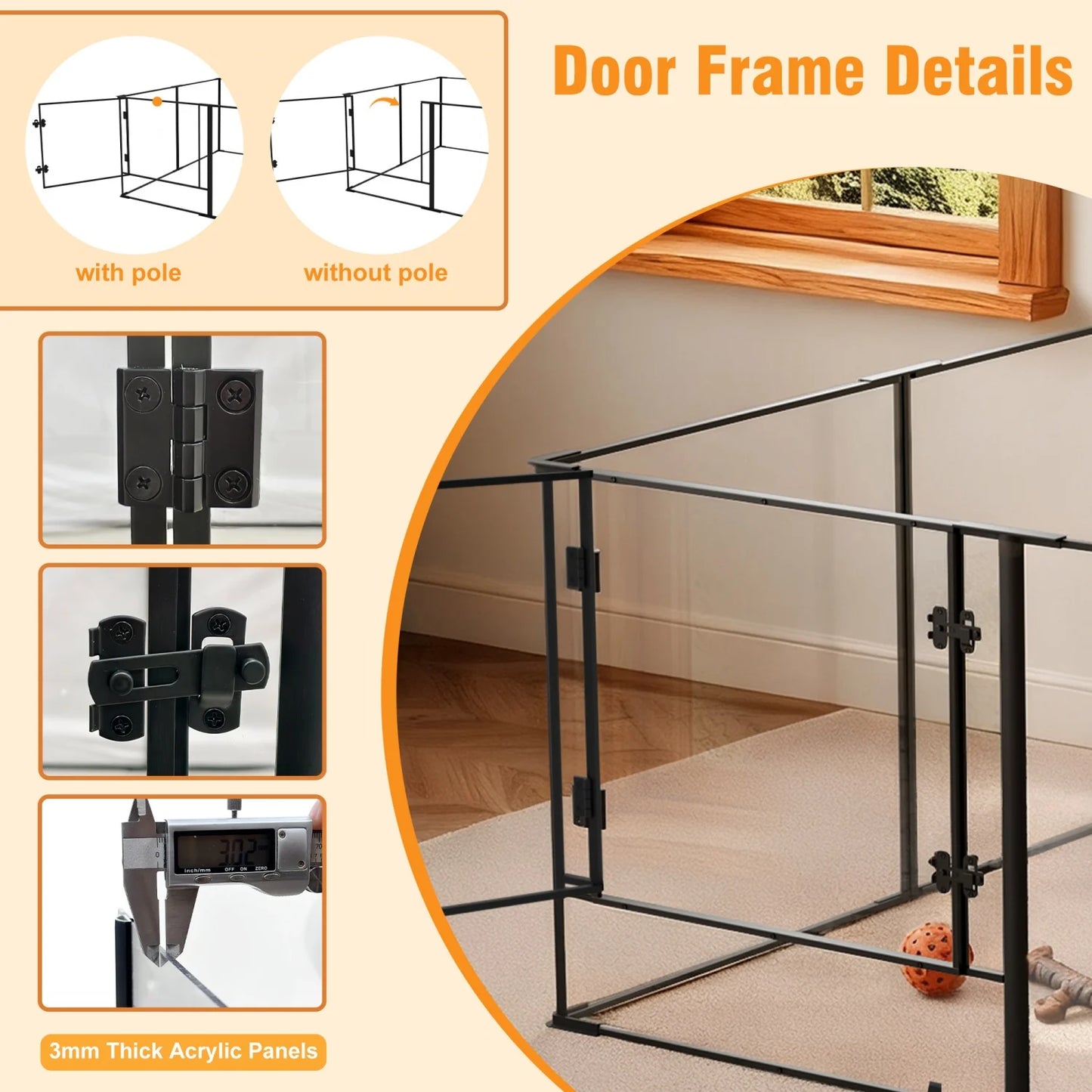 BINGOPAW Clear Acrylic Dog Playpen For Guinea Pigs Exercise Fence