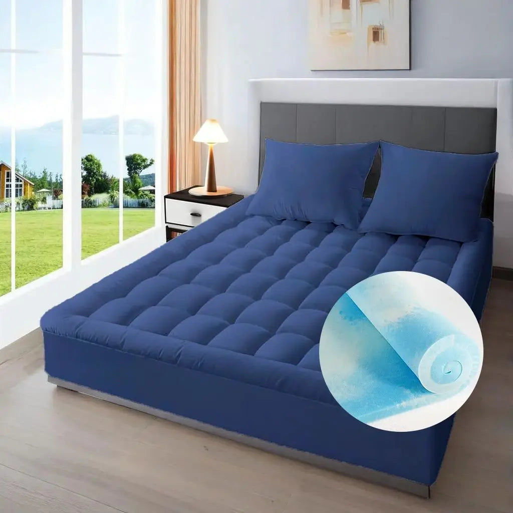 Memory Sponge Mattress Pad - Extra Large, Super Comfortable, Breathable & Soft, Ultra Fine Fiber, Noise Free, 8-21 Inch Deep Poc