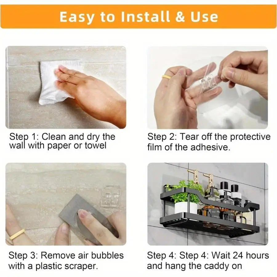 3/5 Pack Shower Organizer , Adhesive Shower Caddy with No Drilling,  Rustproof Stainless Steel for Bathroom and Storage&Kitchen