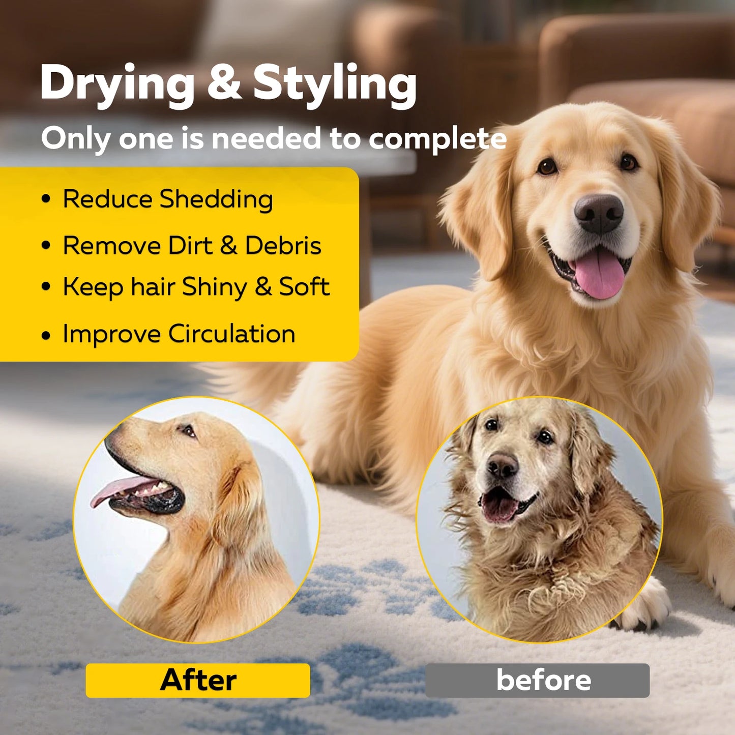 Portable Pet Hair Dryer High Velocity Grooming Blower 3 Speeds