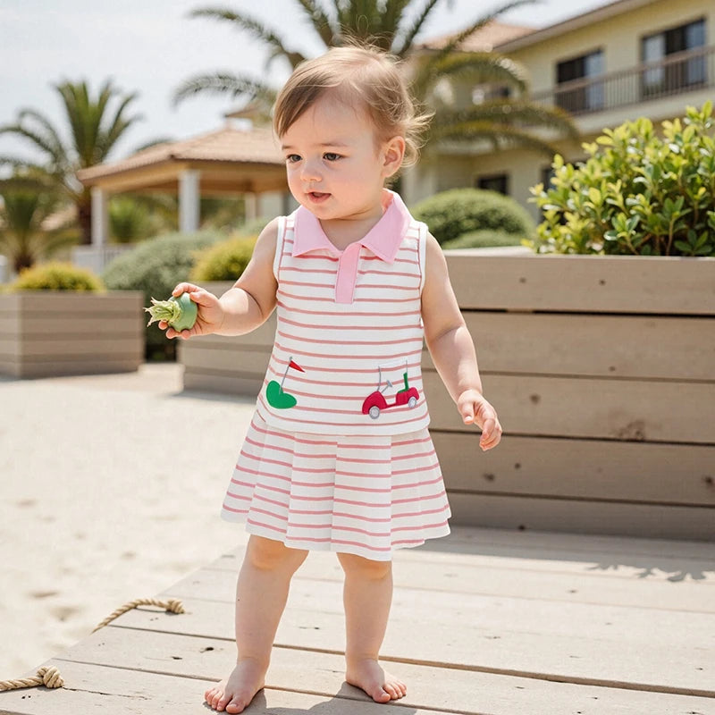 3Pcs Baby Boy Golf Outfits Short Sleeve  Shirt Plaid Shorts Cap Set Infant Clothing Summer Toddler Clothes