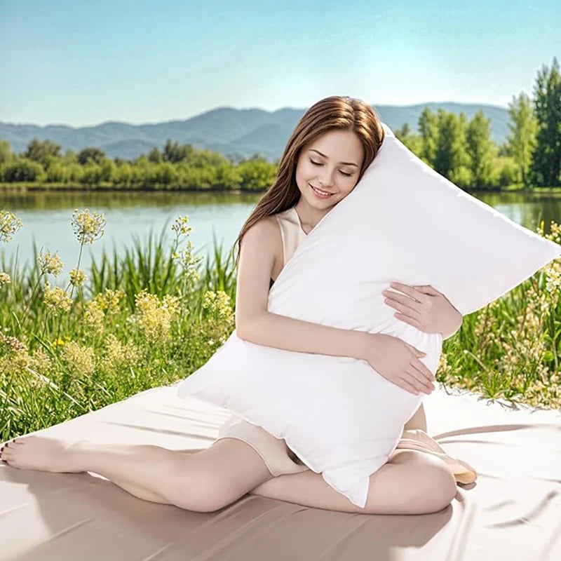 Luxurious 15% White Goose Down- 2pcs Hypoallergenic, Breathable, Supportive With Soft Cover For Ultimate Comfort, All-Season