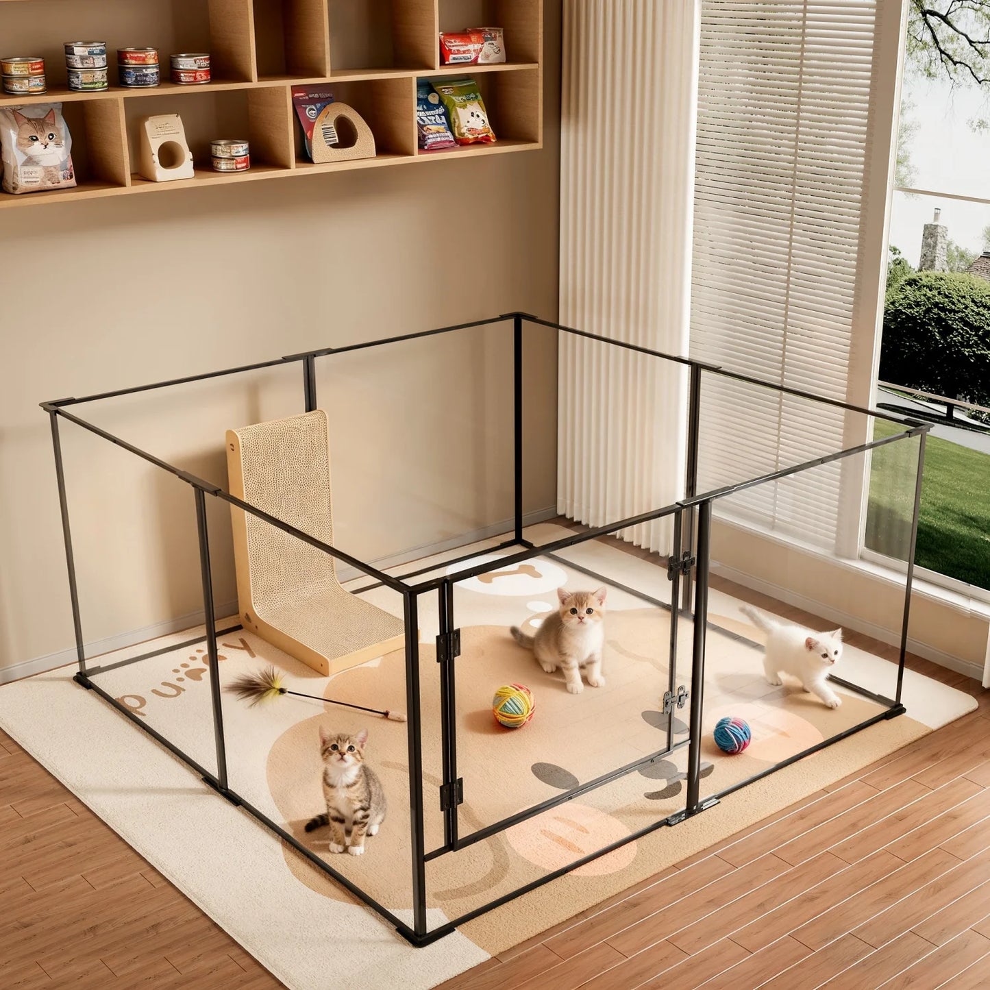 BINGOPAW Clear Acrylic Dog Playpen For Guinea Pigs Exercise Fence
