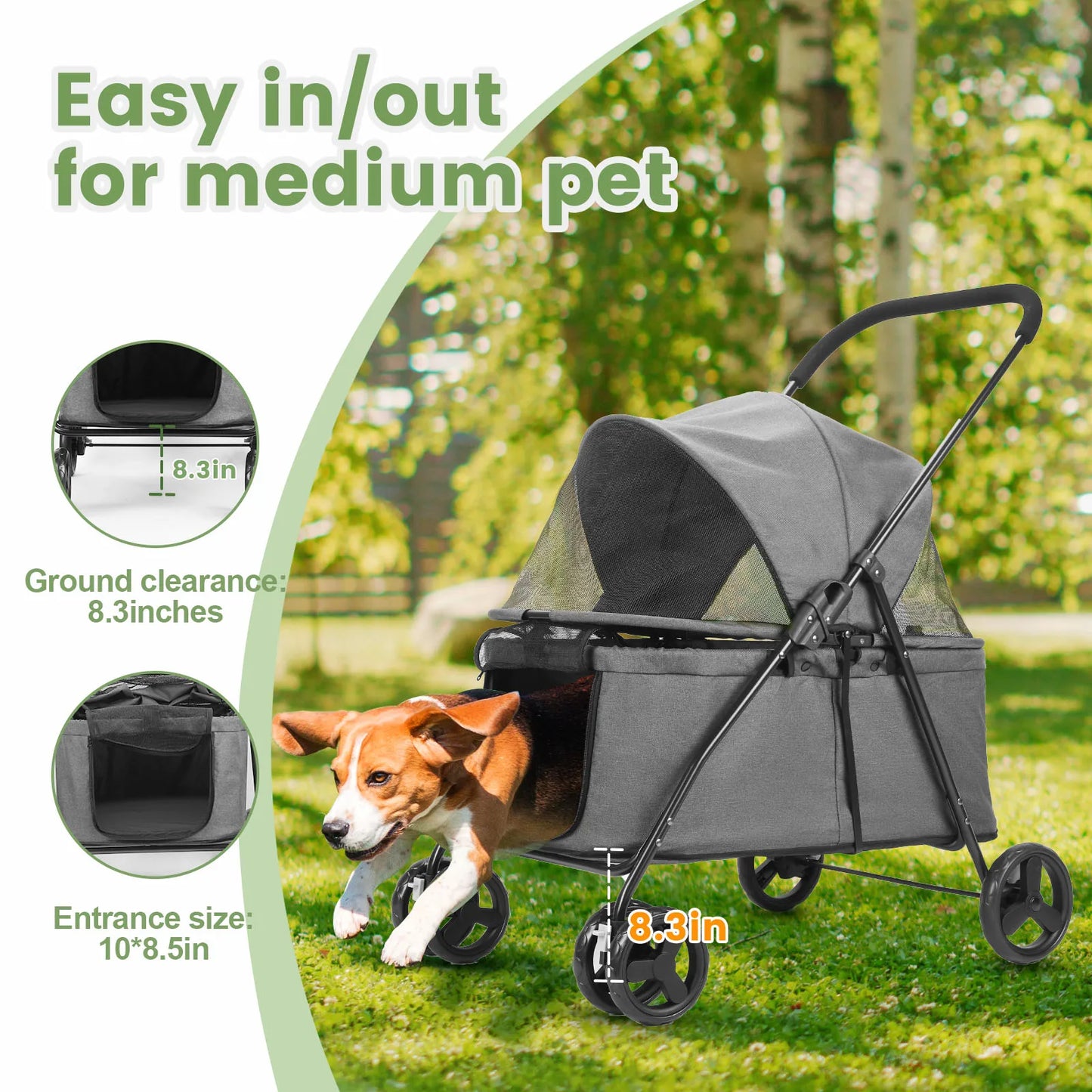 Wedyvko Luxury Pet Stroller Four Wheel Dog Carrier