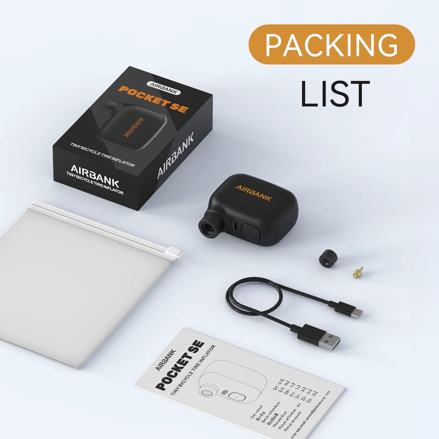 AirBank Pocket SE Mini Portable Electric Bike Pump Presta Schrader